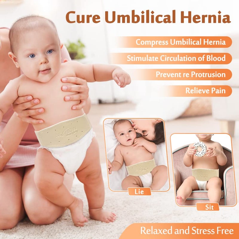 Mybow Umbilical Hernia Belt Baby Belly Button Band Newborn Cover Infant Tummy Wrap Umbilical Cord Belt Baby Support Truss Child Adjustable Belly Band Abdominal Navel Relief (Medium) - Image 2